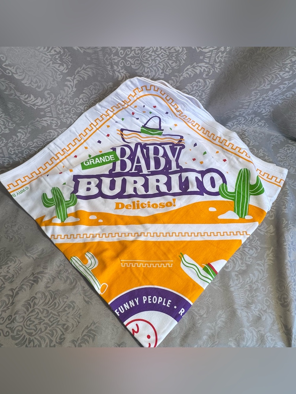 Delicioso Hooded Bib - White & Orange